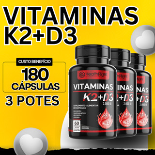 Vitamina K2 MK7 + Vitamina D3 Colecalciferol Suplemento 60 Cápsulas Suporte Ósseo em Oferta na Shopee