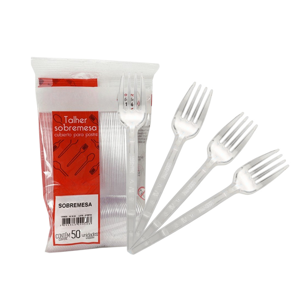 Kit 100/200/300 x Garfo Sobremesa cristal Ideal p/ Tortas/Bolos/Festas prafesta