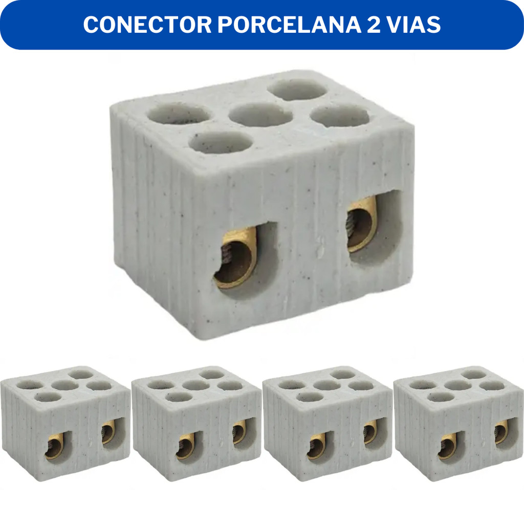 Kit 4 Conector Porcelana 2 Vias 6mm 10mm 16mm - Resistente Alta Temperatura Para Chuveiros e Torneiras