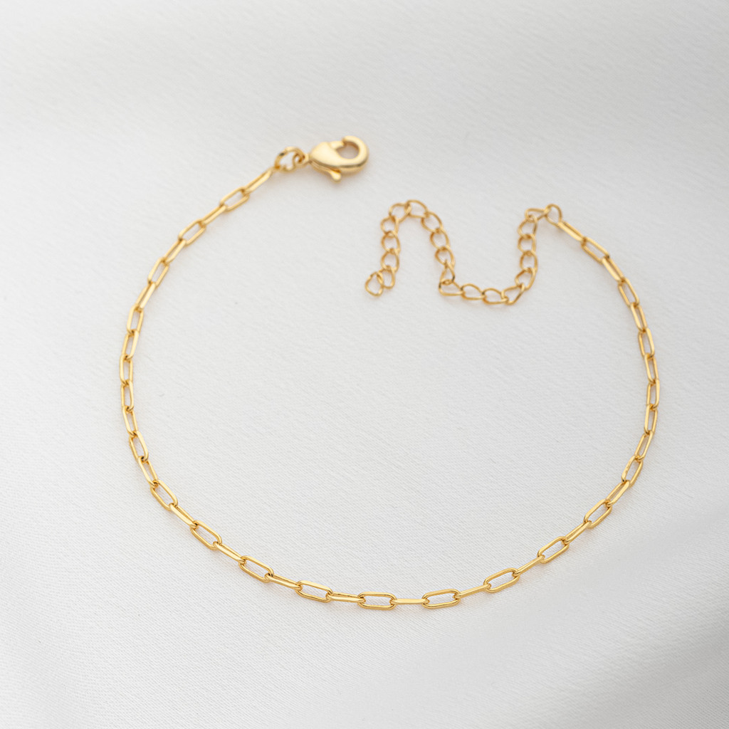 Pulseira Elos Retangulares Prata ou Dourado Banhada- D France Semijóias