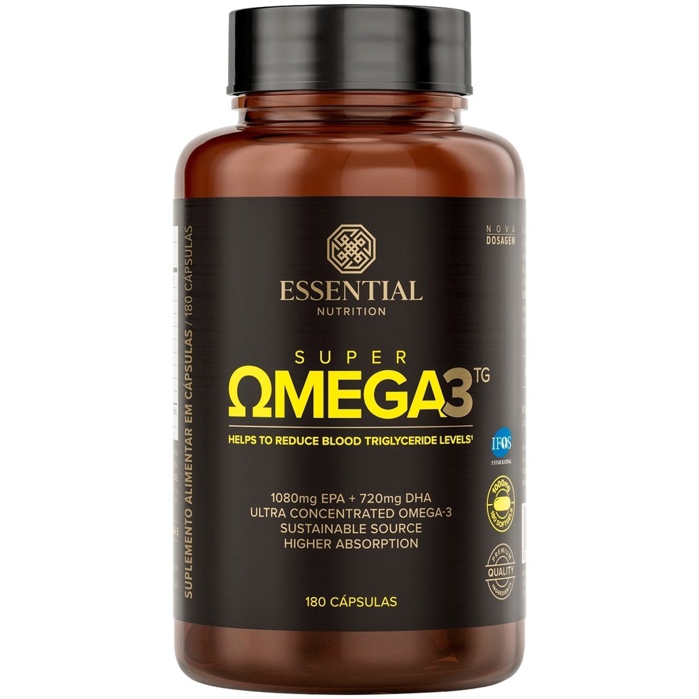 Super Omega 3 TG Essential Nutrition 180 Cápsulas EPA 1080mg DHA 720mg Alta Concentração