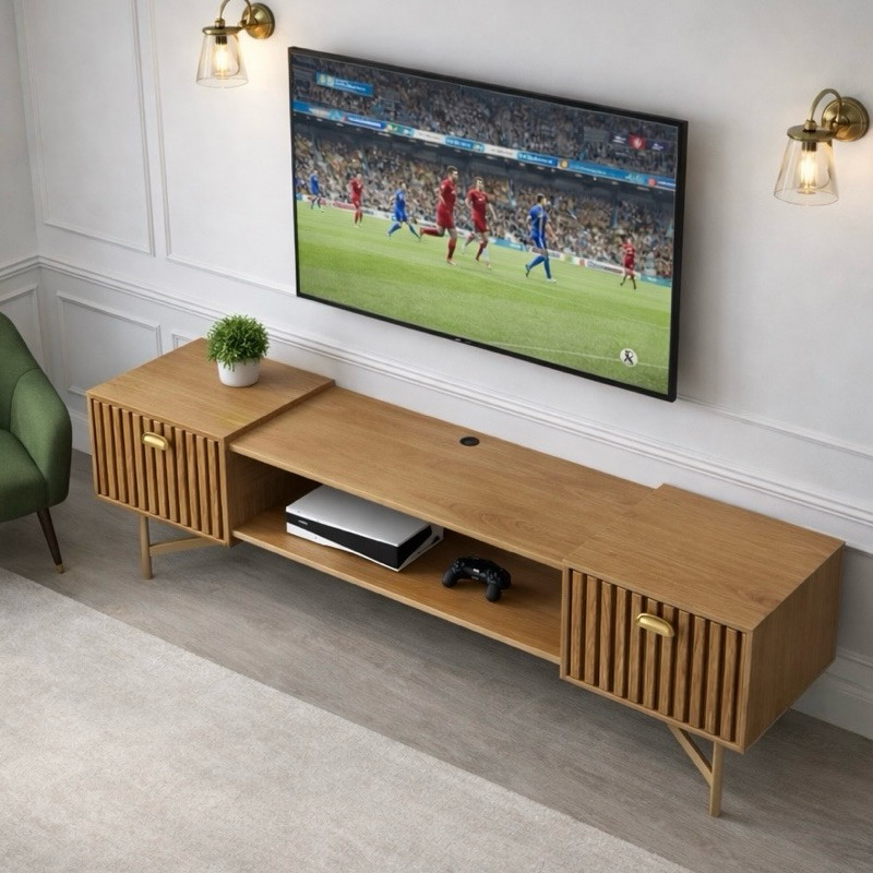 Rack Home Bancada com pés 1.20 Life Leão até 1.80cm 2 Portas Moderno Parede TV Até 75pol Quarto Sala Area Lazere