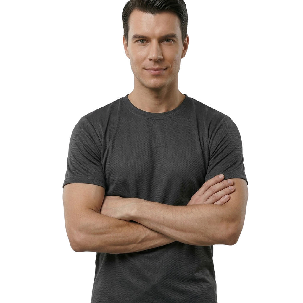 Camiseta Preta Masculina Poliéster Camisa Leve Respirável Treino Academia