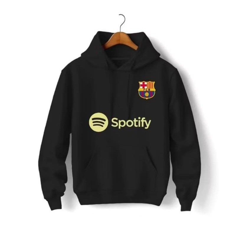 Moletom Casaco Flanelado Esportivo Masculino Canguru Com Bolso e capuz Times Barça — imagem 2 de 2