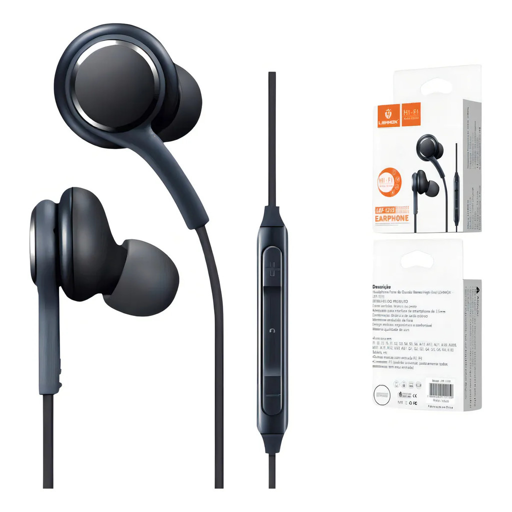 Fone de Ouvido P2 com Microfone e Controle Nylon Reforçado para Celular PC Notebook Preto LEF-1215 em Oferta na Shopee