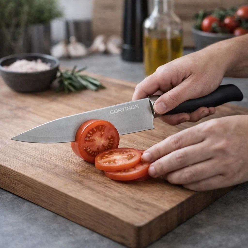 Faca Chef Aço Inox Lâmina Afiada Corte Carne Verdura Cozinha Açougue Churrasco Achadinhos