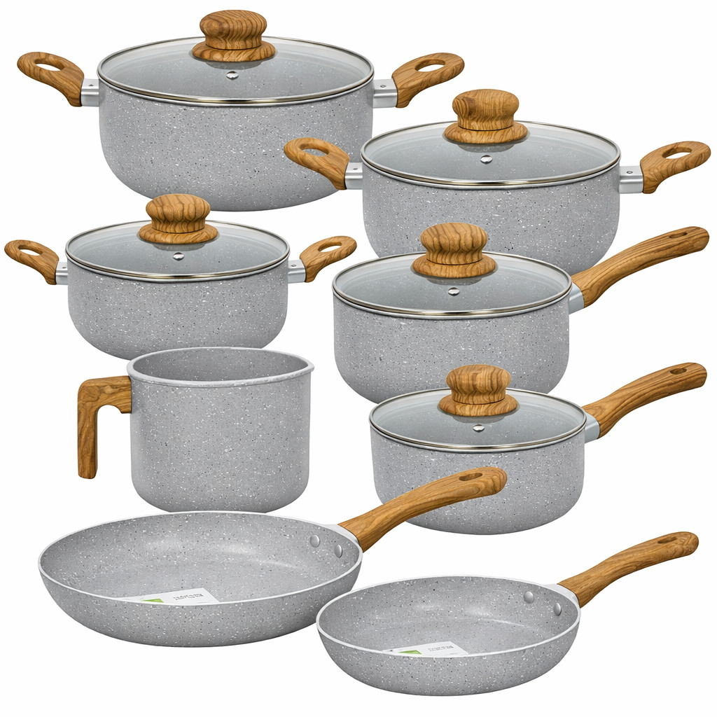 Jogo de Panelas Antiaderente Revestimento Cerâmica Sahara Grey 8 Peças - Casambiente em Oferta na Shopee