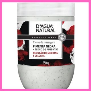 Creme Massagem Redutor Medidas Pimenta Negra 650g D'Agua Natural em Oferta na Shopee