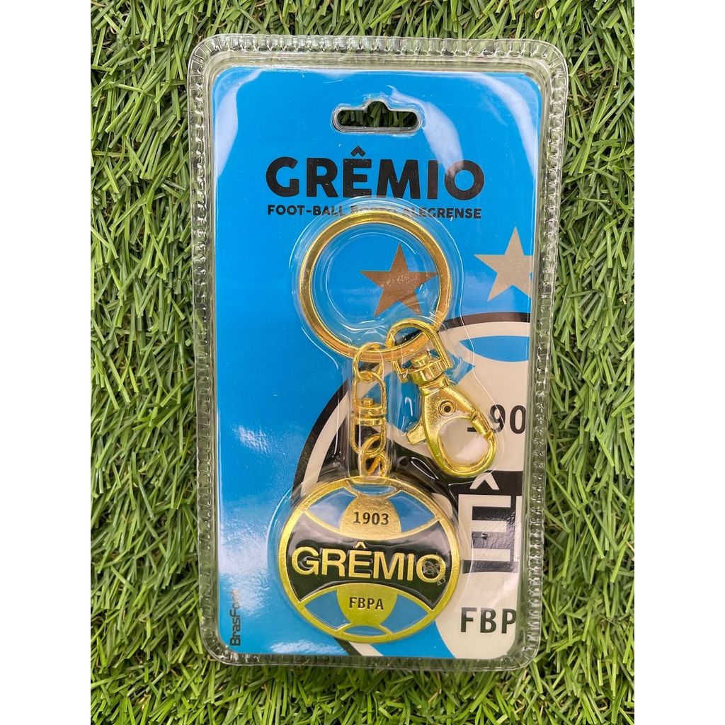 Chaveiro Time Grêmio Dourado Fecho Mosquetão Chave Carro Presente Oficial Mochila Bolsa