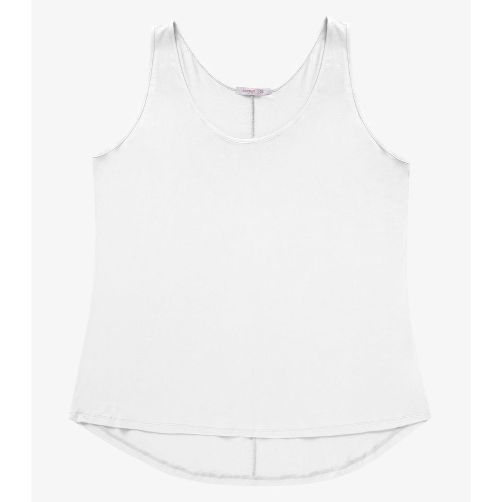 Regata Feminina Plus Size Secret Glam Branco em Oferta na Shopee