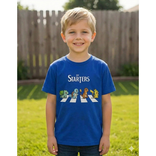 Camisa Pokemon Starters Pikachu Algodão Infantil