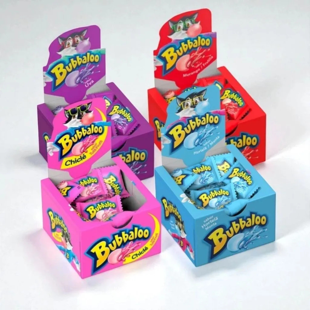 Chiclete Bubbaloo Display 60 Unidades 300g Recheio Líquido Escolha O Sabor Sem Glúten
