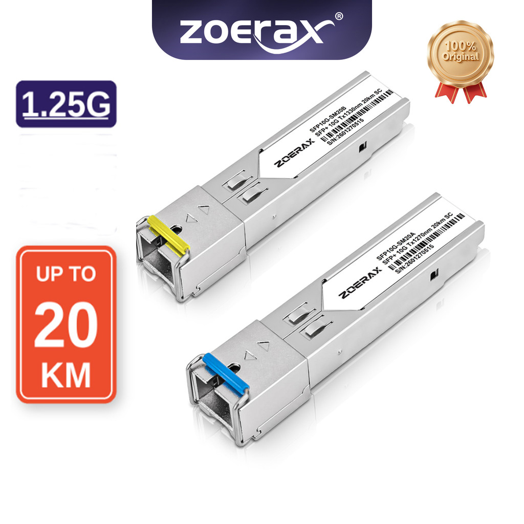 Módulo ZoeRax SFP 1.25G Gigabit SC Modo Único 1310nm 1550nm 5KM 20KM Transceptor De Fibra Óptica Para MikroTik Cisco