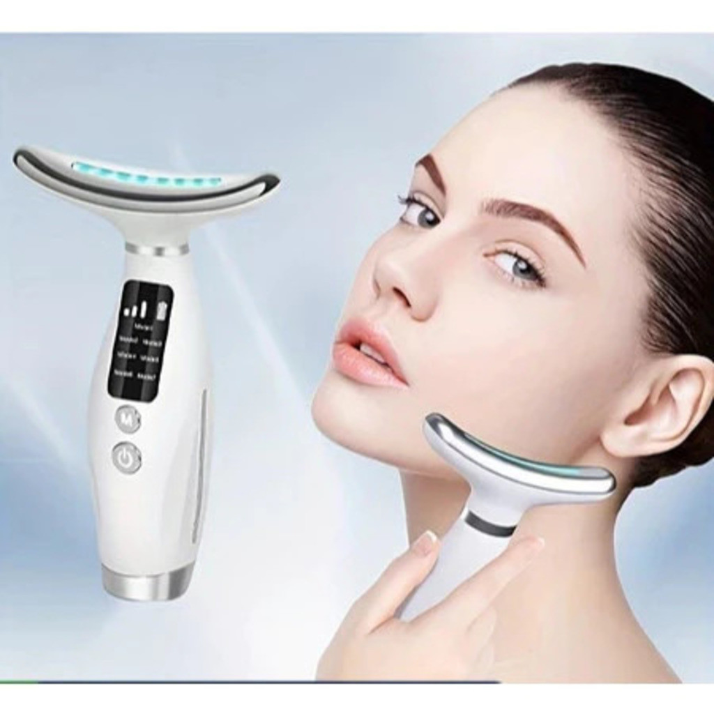 Massageador De Pele Firmeza Pescoço Led de 7 Modos Massageador Portátil Beleza para Rosto e Pescoço Click