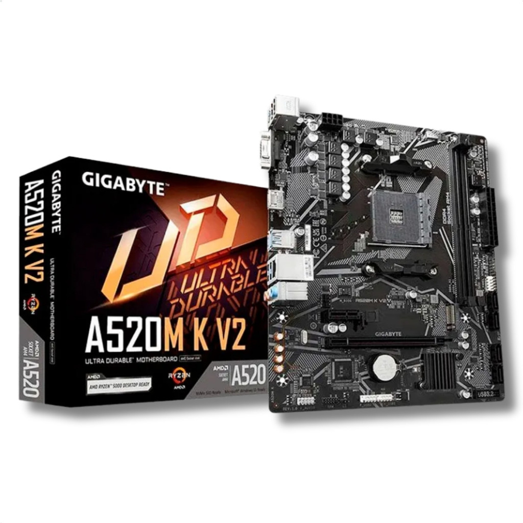 Placa Mãe A520M K V2 Gigabyte AMD AM4 mATX DDR4 M.2 NVMe Gigalan Preto A520M K V2