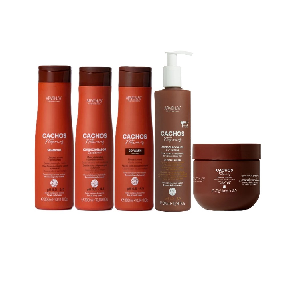 Kit Arvensis Cachos - Shampoo & Condicionador & Co-Wash + Ativador Crespos 300ml & Máscara Crespo 300g