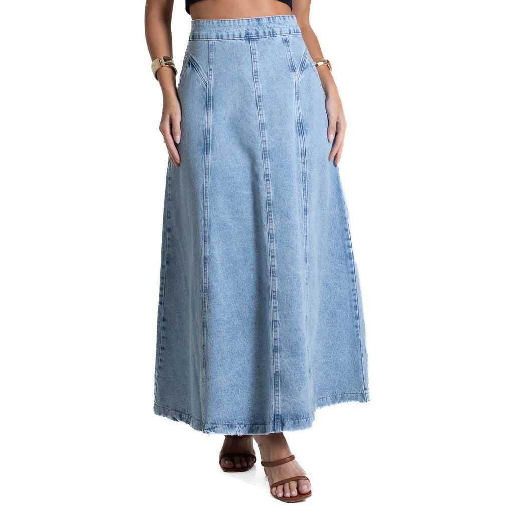 Saia Jeans Sawary Midi - 281999 em Oferta na Shopee
