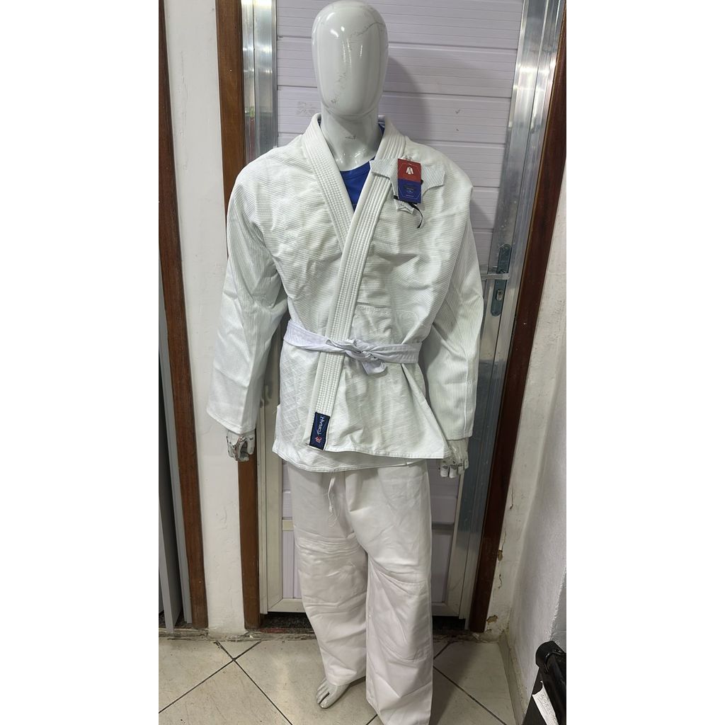 Kimono Torah Judô Jiu Jitsu Trançado Plus Profissional A2 Branco Oficial