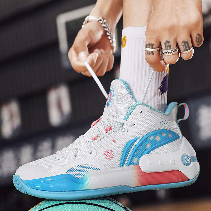 Yushuai 16 tênis de basquete da costa sul masculino de cano alto leve resistente ao desgaste fricção de combate real com