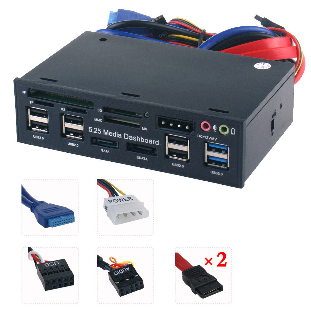 Painel multifuncional de mesa chassi frontal USB3.0 All-in-3 17cm posição de unidade óptica leitor de cartão embutido