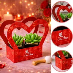 10 CAIXA LEMBRANCINHA ALÇA CORAÇÃO 11X6X13CM COM AMOR 5973 ( DIA DOS NAMORADOS IDEIA 2026 )
