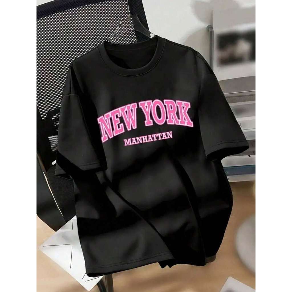 Camiseta Feminina oversized New York Camisa Básica 100% Algodão  Blusa academia caminhada - Titus