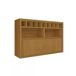 Armário Aéreo p/ Cozinha Baronesa 1 Porta Basculante c/ Adega e Nicho Ripado 120cm Freijó - Nesher
