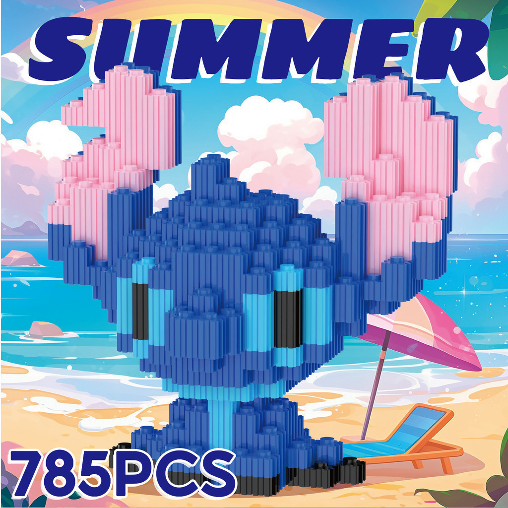 Brinquedos de blocos de montar em miniatura Stitch, enfeites, itens educativos e antiestresse.