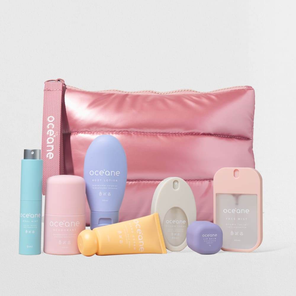 Kit Linha Travel Completa + Nécessaire Puffer (8 Produtos) em Oferta na Shopee