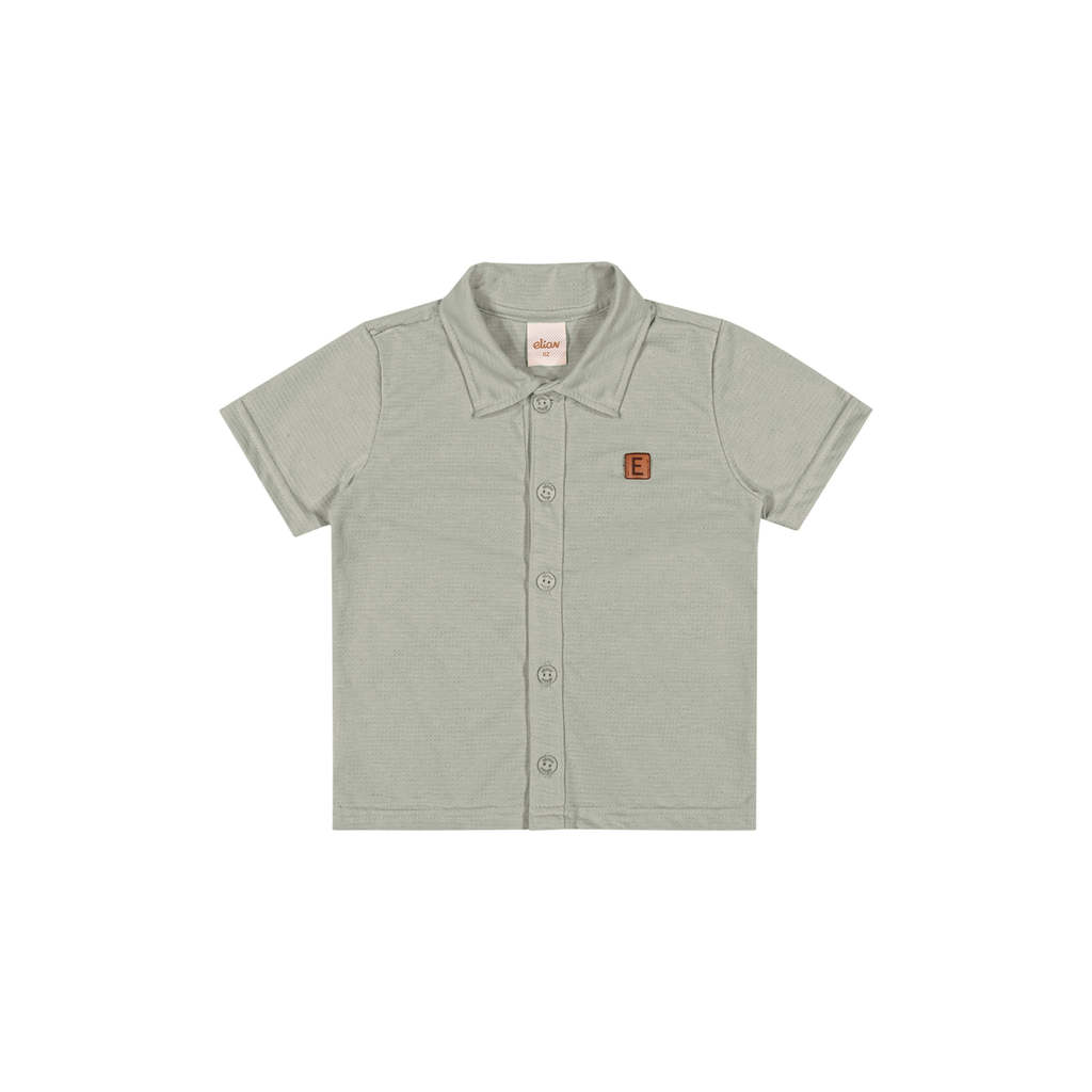 Camisa Curta Infantil Menino Texturizada Elian Verde em Oferta na Shopee