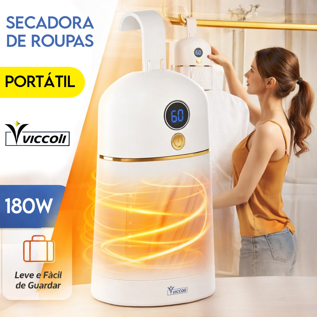 Secadora de Roupas Portátil Elétrica 110V / 220V com Timer Display Digital