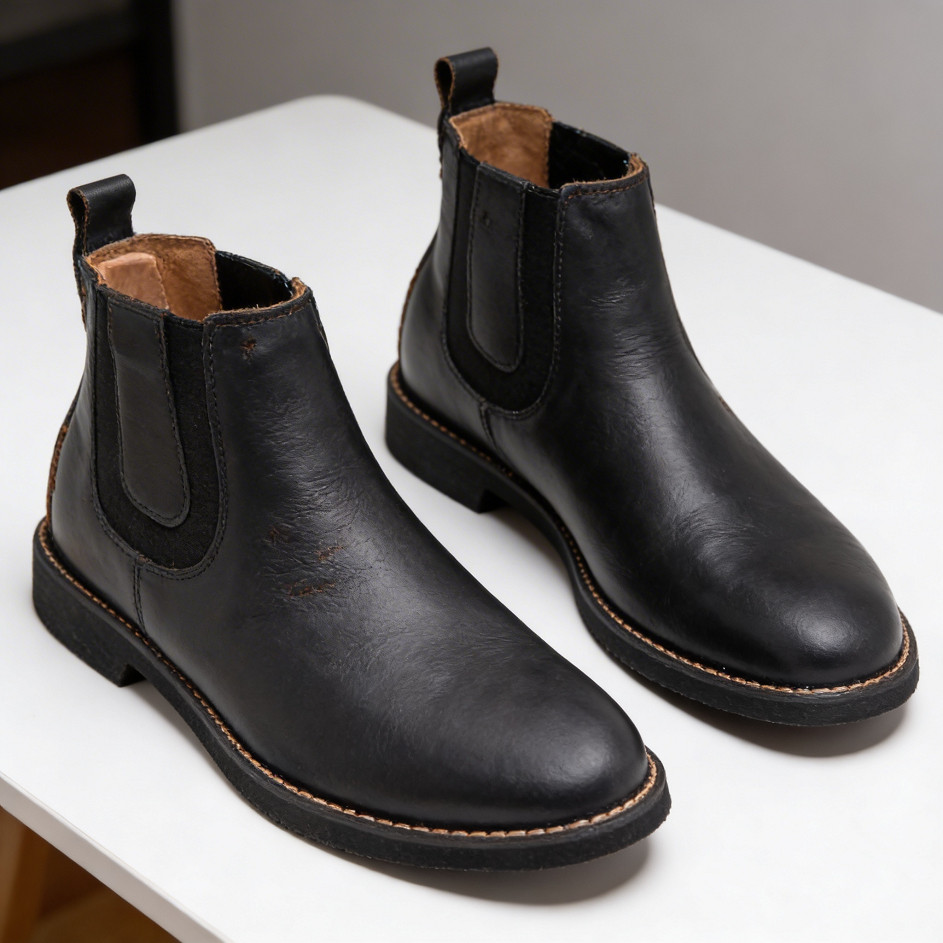 Bota Chelsea Masculina Preta Cano Curto com Elástico