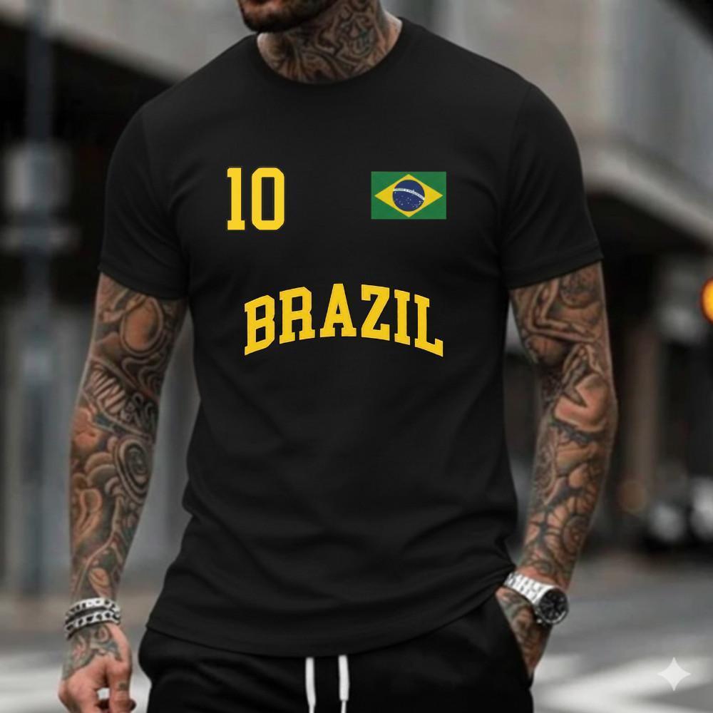 Camiseta Torcedor Brasil - Camisa 10 - Copa - Unissex 100% Algodão Casual Várias Cores - Envio Imediato