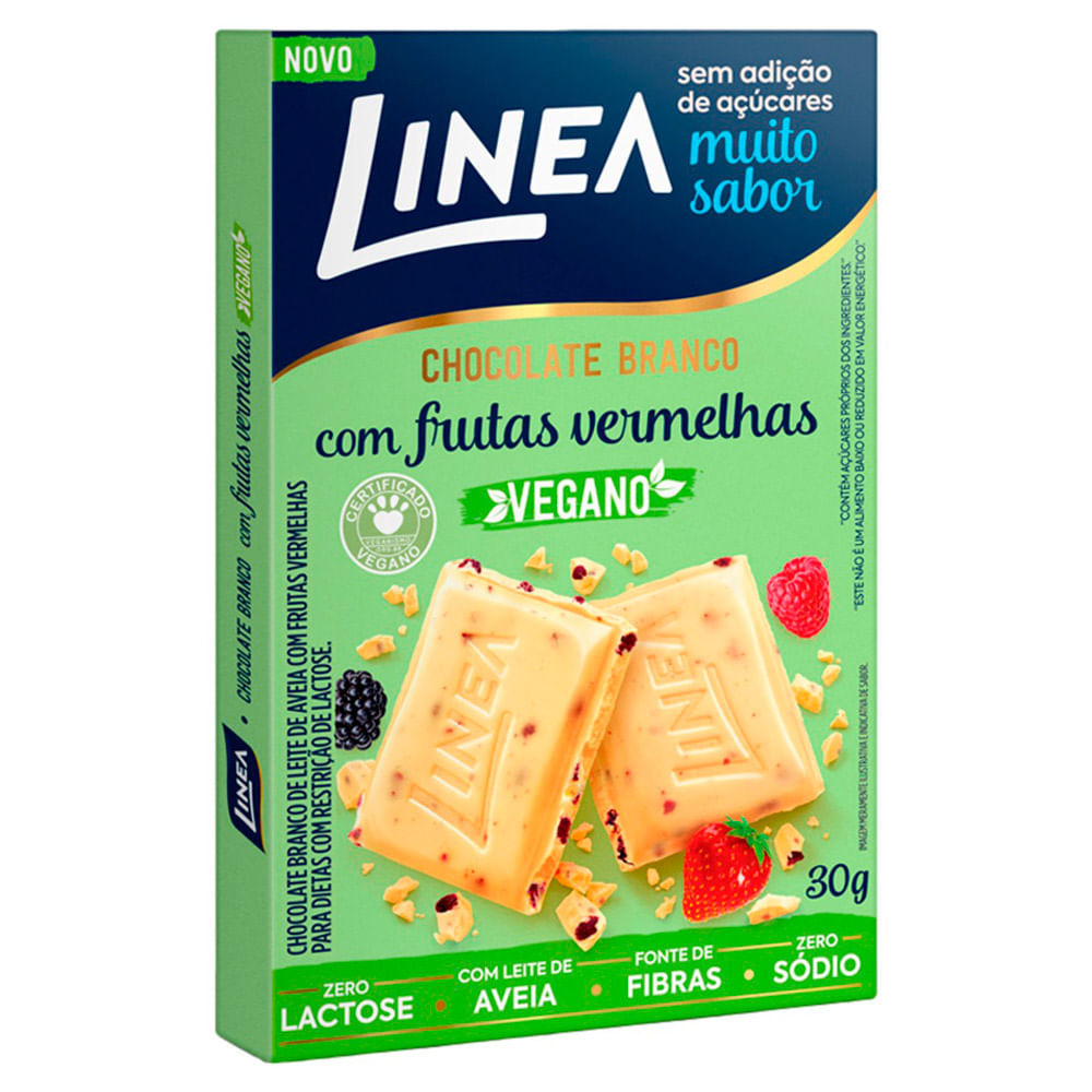 Chocolate Vegano Branco Linea com Frutas Vermelhas 30g em Oferta na Shopee