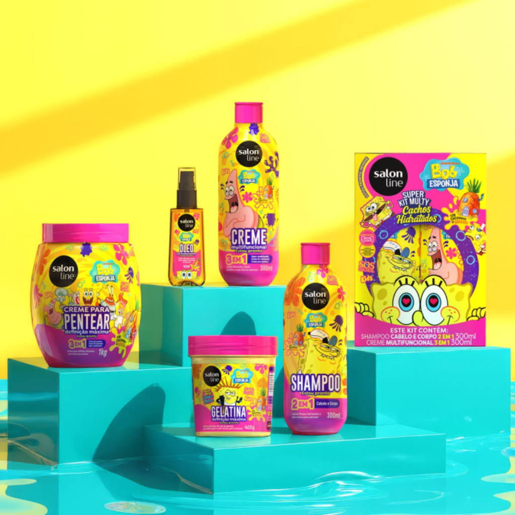 Linha Bob Esponja s.o.s cachos  Hidratados e Definição Maxima Salon Line Kids - Escolha o Seu em Oferta na Shopee