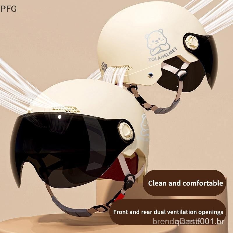 PFG 1 Peça 3C Certificado Masculino E Feminino Adulto Desenho Animado Motocicleta Elétrica Meio Capacete Com Óculos De S