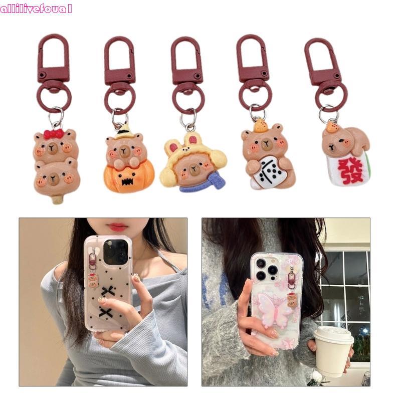 allilivefoua1 5 6 Peças Chaveiro Capivara Bolsa Fofa Pingente Acessório Boneca Ornamento