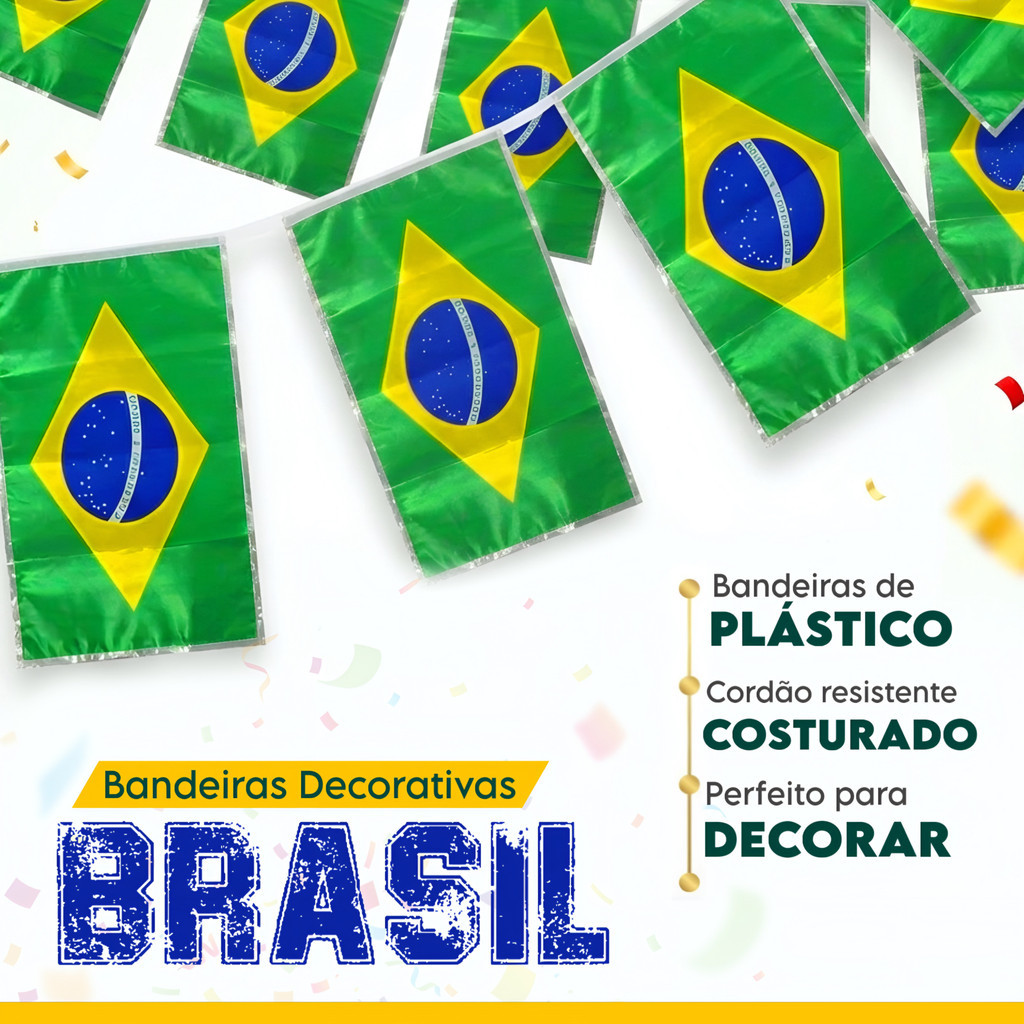 Varal Copa do Mundo Brasil Bandeiras 10M 20M 50M Decoração Festa em Oferta na Shopee