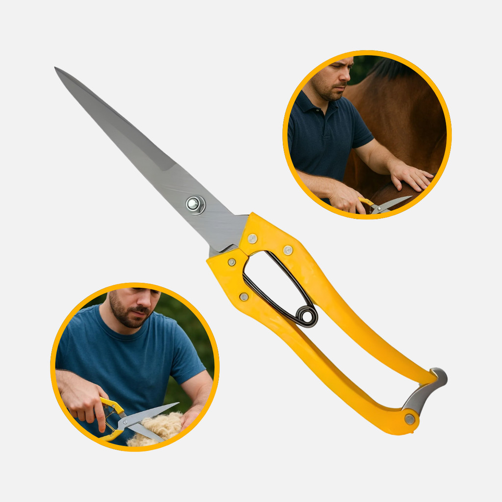 Tesoura Tosquia Lã Ovelha 30cm Aço Carbono Tipo Mola Para Crina Cavalo Ovinos Pelo e Lã Uso Profissional Reta