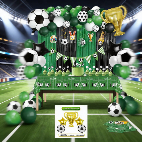 Kit Balões Festa Aniversário Futebol Brasil Copa Do Mundo