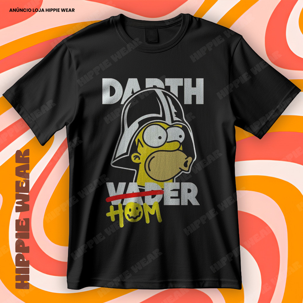 Camiseta Darth Vader Homer Simpson Darth Hom Paródia Star Wars Blusa Camisa 100% Algodão