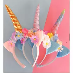 Arco de Cabelo flor Unicornio Para Carnaval Fantasia/tiara de unicórnio branco/azul/rosa