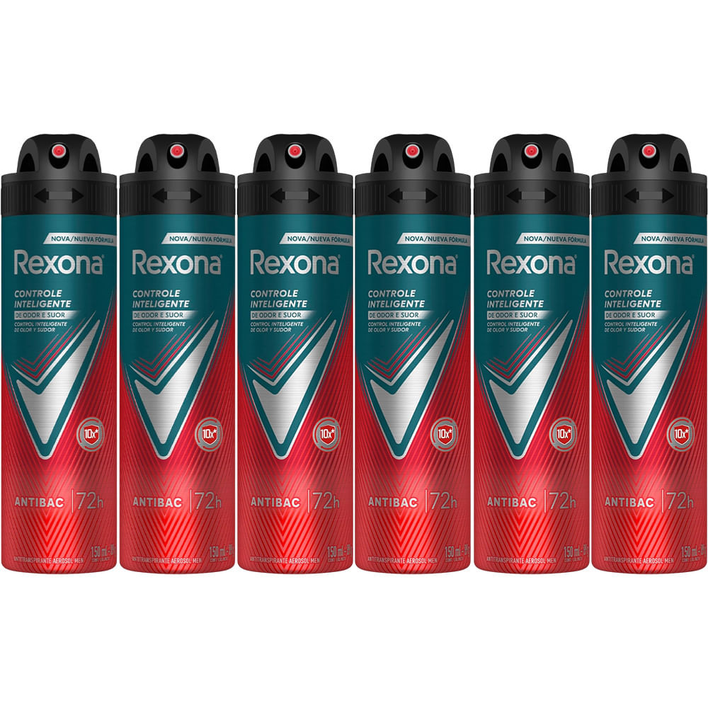 kit Desodorante Aerosol Rexona Men Antibacterial 150ml - 6 Unidades em Oferta na Shopee
