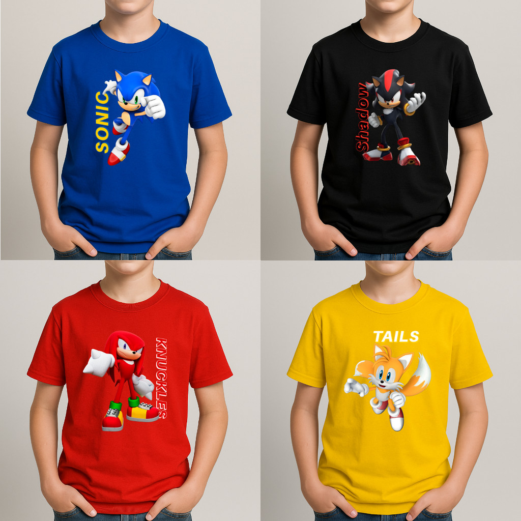 Camiseta personagens do sonic camisa avulsa algodão infanto juvenil e adulto em Oferta na Shopee