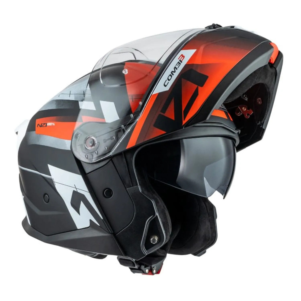 Capacete Moto Nzi Combi 3 Duo Metric Com Óculos Interno Escamoteável Articulado Robocop Masculino Feminino