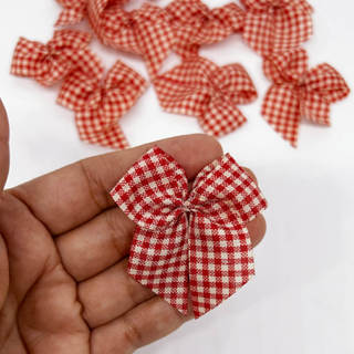 Laço Festa Junina de Tecido xadrez VERMELHO - 20 Unidades - Tecido 100% Poliester em Oferta na Shopee