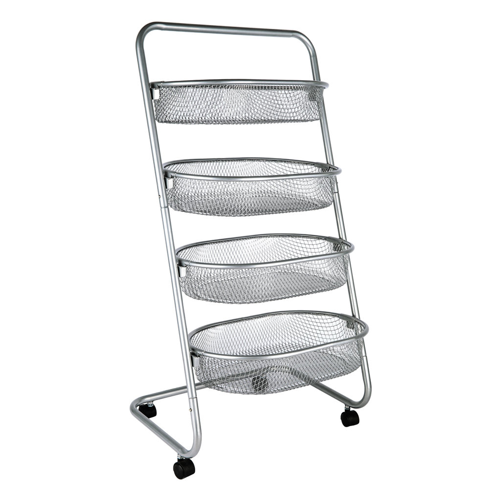 Imagem Fruteira Organizadora Aço 4 Cestos Removíveis com Rodinhas para Cozinha, Frutas, Legumes Euro Home