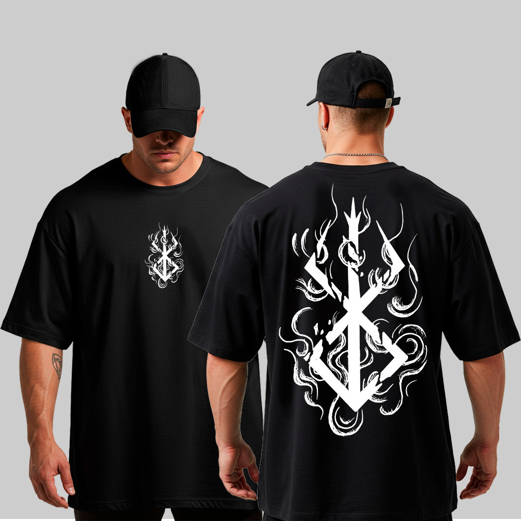 [Camiseta Premium em Algodão Puro]GXG Camiseta Oversized Berserk Sacrifício Simbol Grande Algodão Streetwear Academia 03