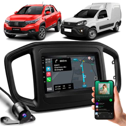Multimídia 9 Polegadas Fiorino Strada Com Carplay Android Auto Sem Fio Apps Gps + Moldura + Câmera de Ré