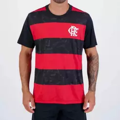 Camiseta Flamengo Torcer Listrada Preto/Vermelho